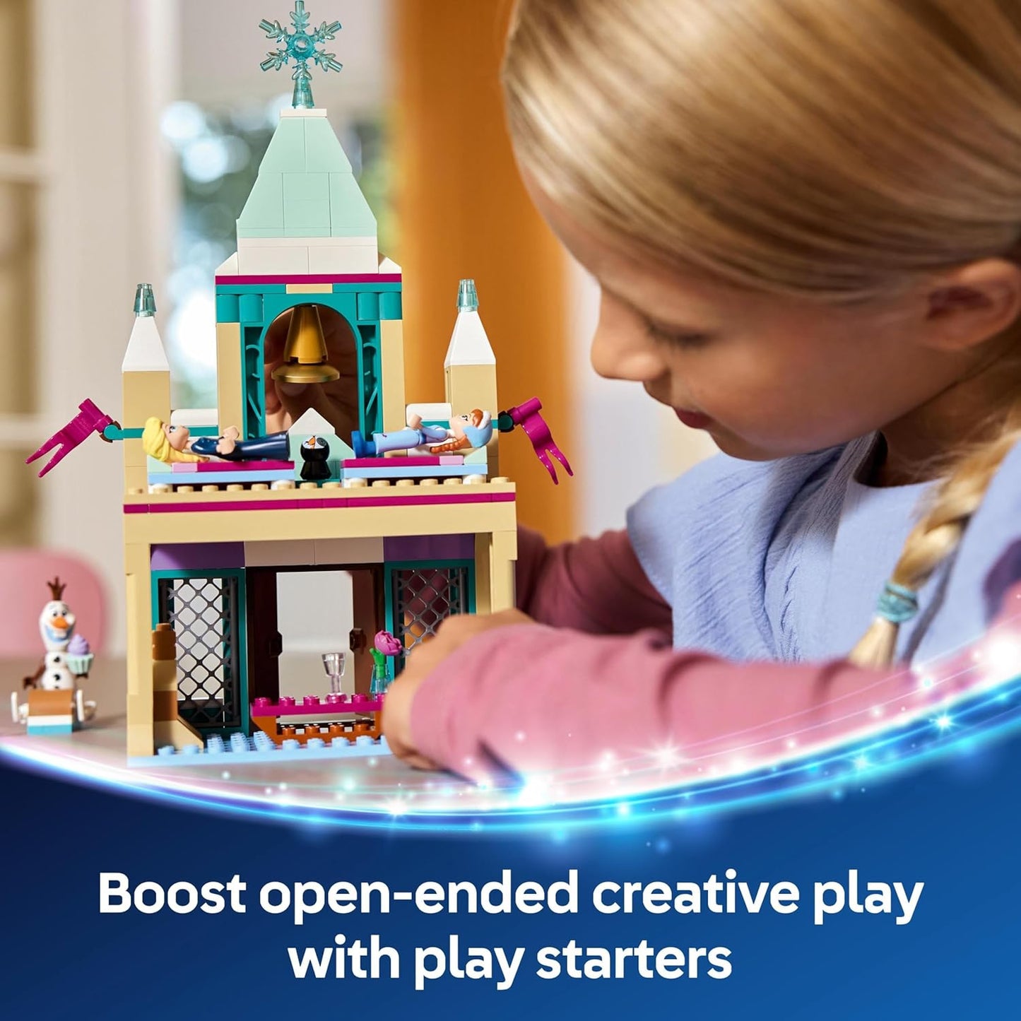 LEGO ǀ Disney Arendelle Frozen Castle Playset, brinquedo de construção de princesa para meninas de 5 anos ou mais, apresenta minibonecas Anna, Elsa, Olaf e uma figura de pinguim