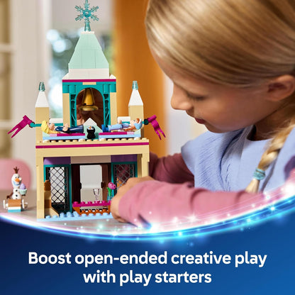 LEGO ǀ Disney Arendelle Frozen Castle Playset, brinquedo de construção de princesa para meninas de 5 anos ou mais, apresenta minibonecas Anna, Elsa, Olaf e uma figura de pinguim