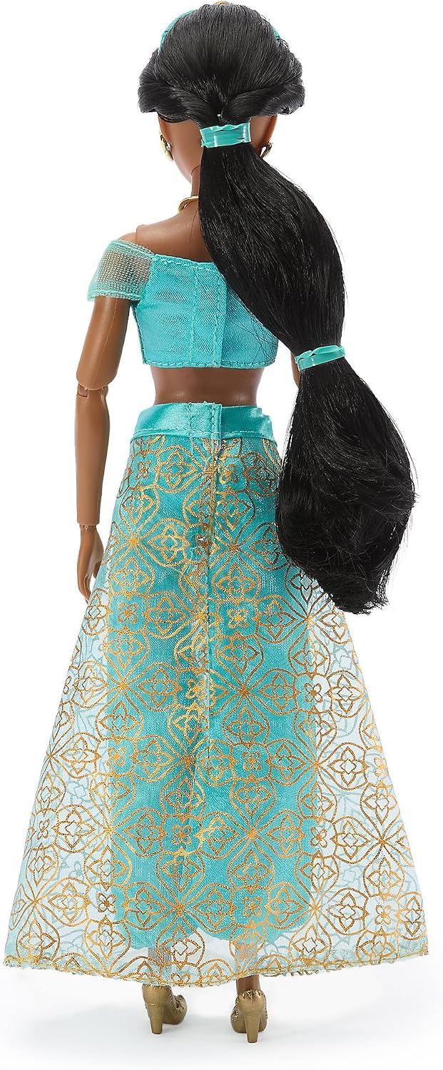 Disney Boneca Clássica Oficial da Princesa Jasmine da Store para Crianças, Aladdin, 30 cm, Brinquedo Totalmente Articulado com Traje Turquesa Icônico e Amigo Surpresa — Indicado para Maiores de 3 Anos