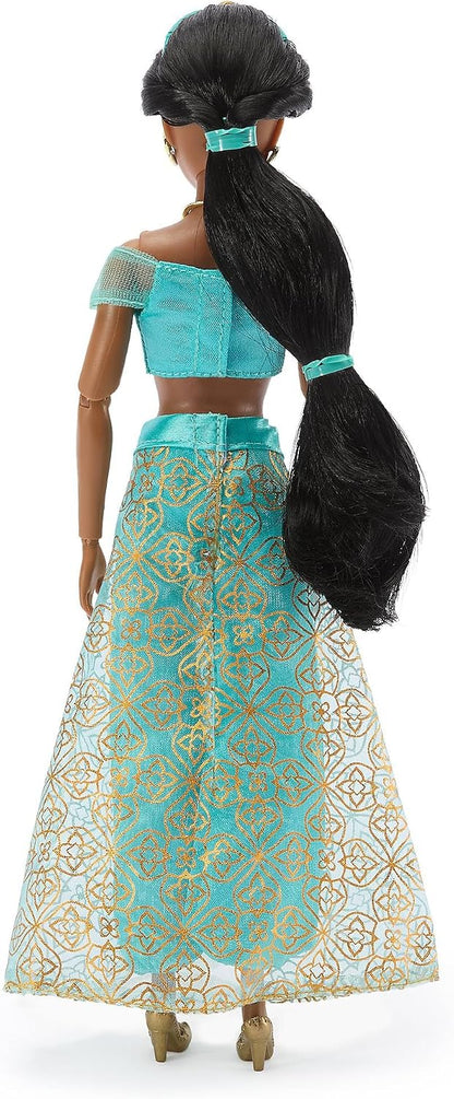 Disney Boneca Clássica Oficial da Princesa Jasmine da Store para Crianças, Aladdin, 30 cm, Brinquedo Totalmente Articulado com Traje Turquesa Icônico e Amigo Surpresa — Indicado para Maiores de 3 Anos