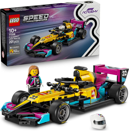 LEGO Speed Champions F1 ACADEMY Carro de Corrida - Kit de Montagem com Minifigura de Piloto Feminina de Fórmula 1 - Presente de Aniversário para Meninas e Meninos a partir de 10 Anos e Fãs Adultos de Automobilismo - 77258