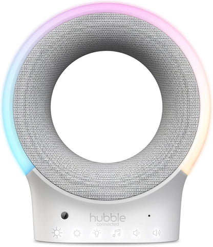 Hubble Monitor de áudio e chupeta Eclipse Smart Baby com luz noturna de 7 cores, alto-falante com música calmante e faixas de sono, sensor de temperatura ambiente, treinador de sono com conectividade Wi-Fi
