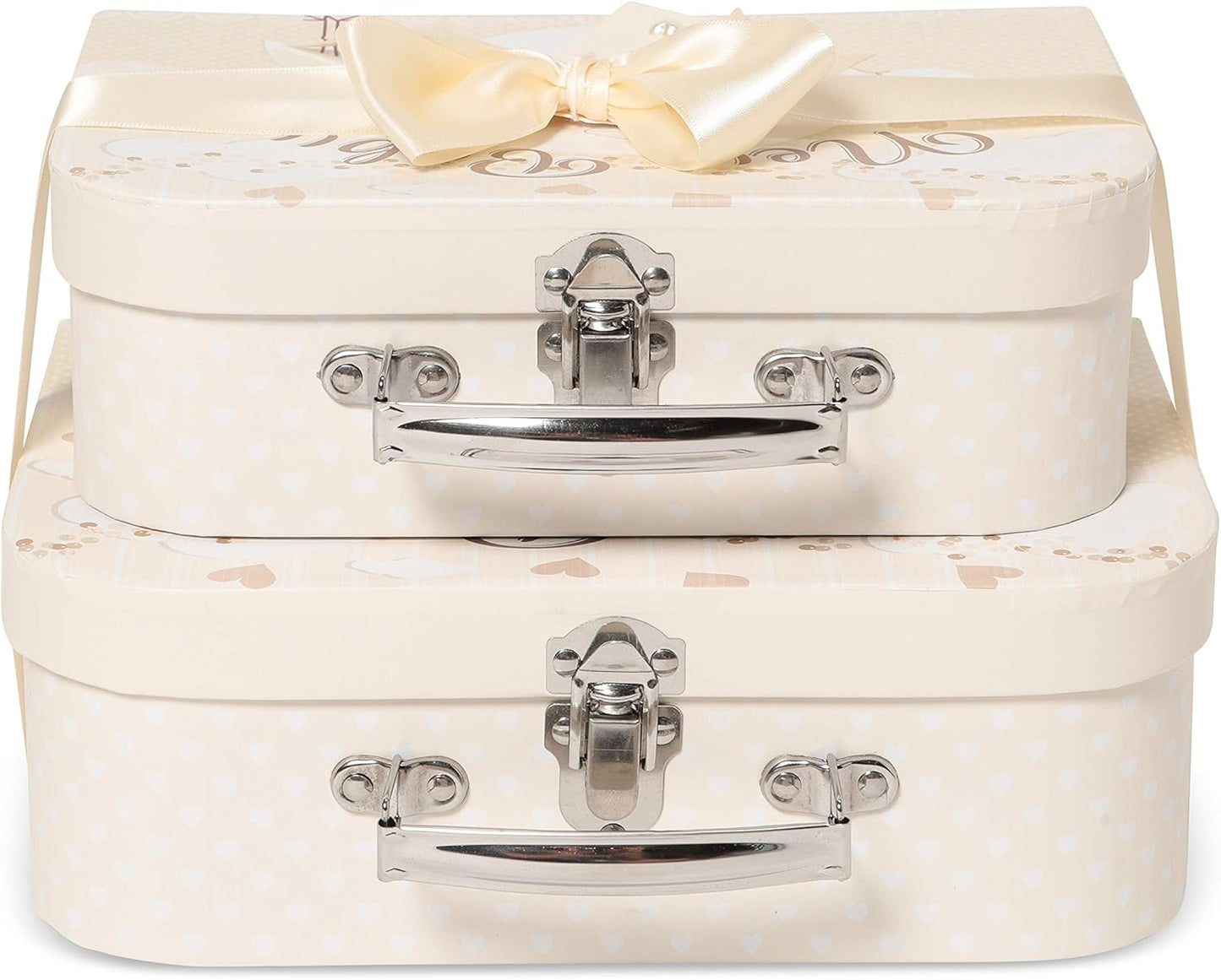 Baby Box Shop - Duas caixas prontas com fita de cetim e etiqueta para malas pequenas e médias, presentes para bebês, caixa de presente de chá de bebê faça você mesmo para meninos