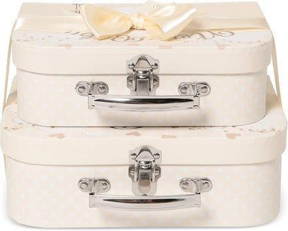 Baby Box Shop - Duas caixas prontas com fita de cetim e etiqueta para malas pequenas e médias, presentes para bebês, caixa de presente de chá de bebê faça você mesmo para meninos