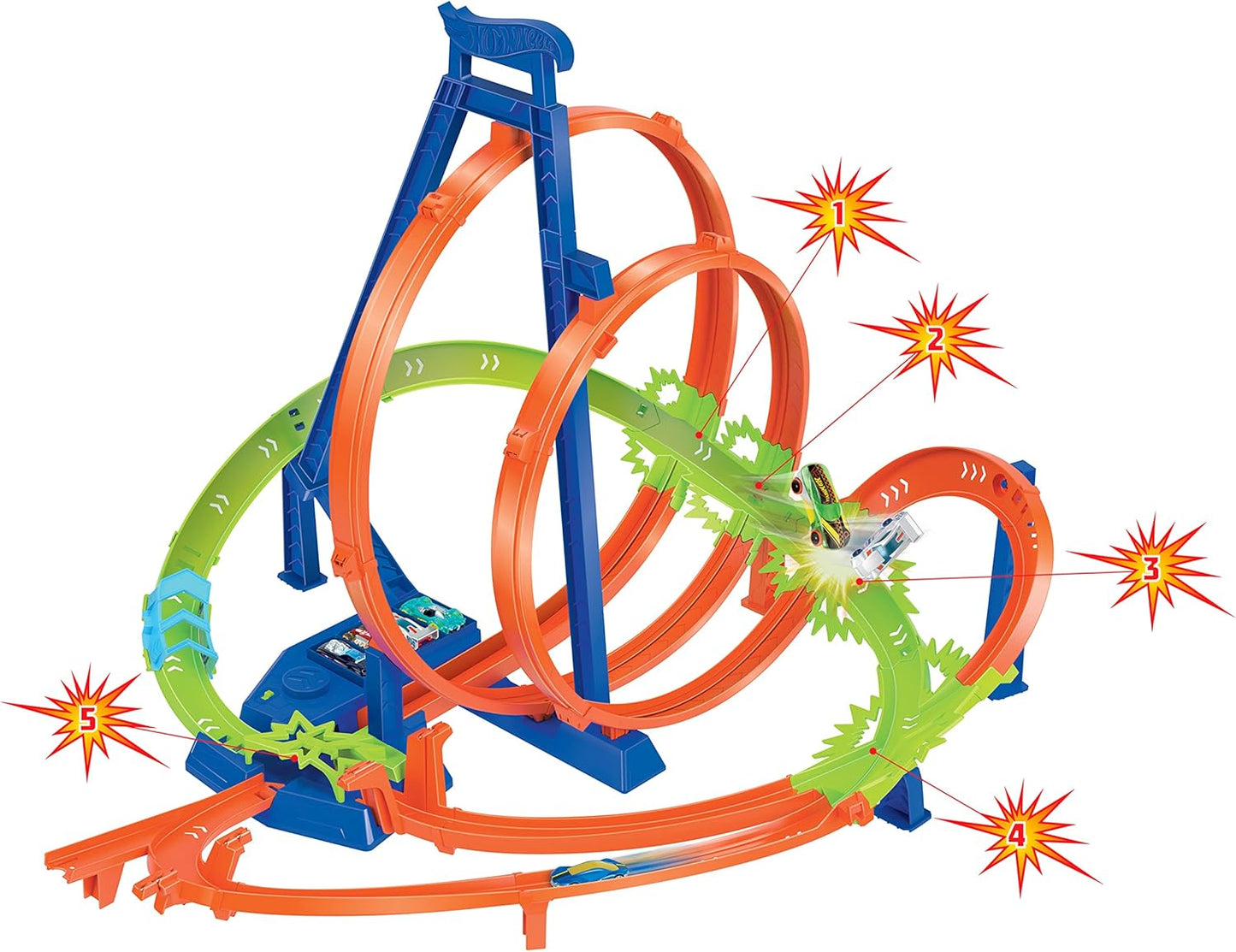 Hot Wheels Pista Epic Crash Dash com 5 Zonas de Colisão, Impulsor Motorizado e 1 Carrinho Hot Wheels em Escala 1:64, Fácil de Guardar, HNL97