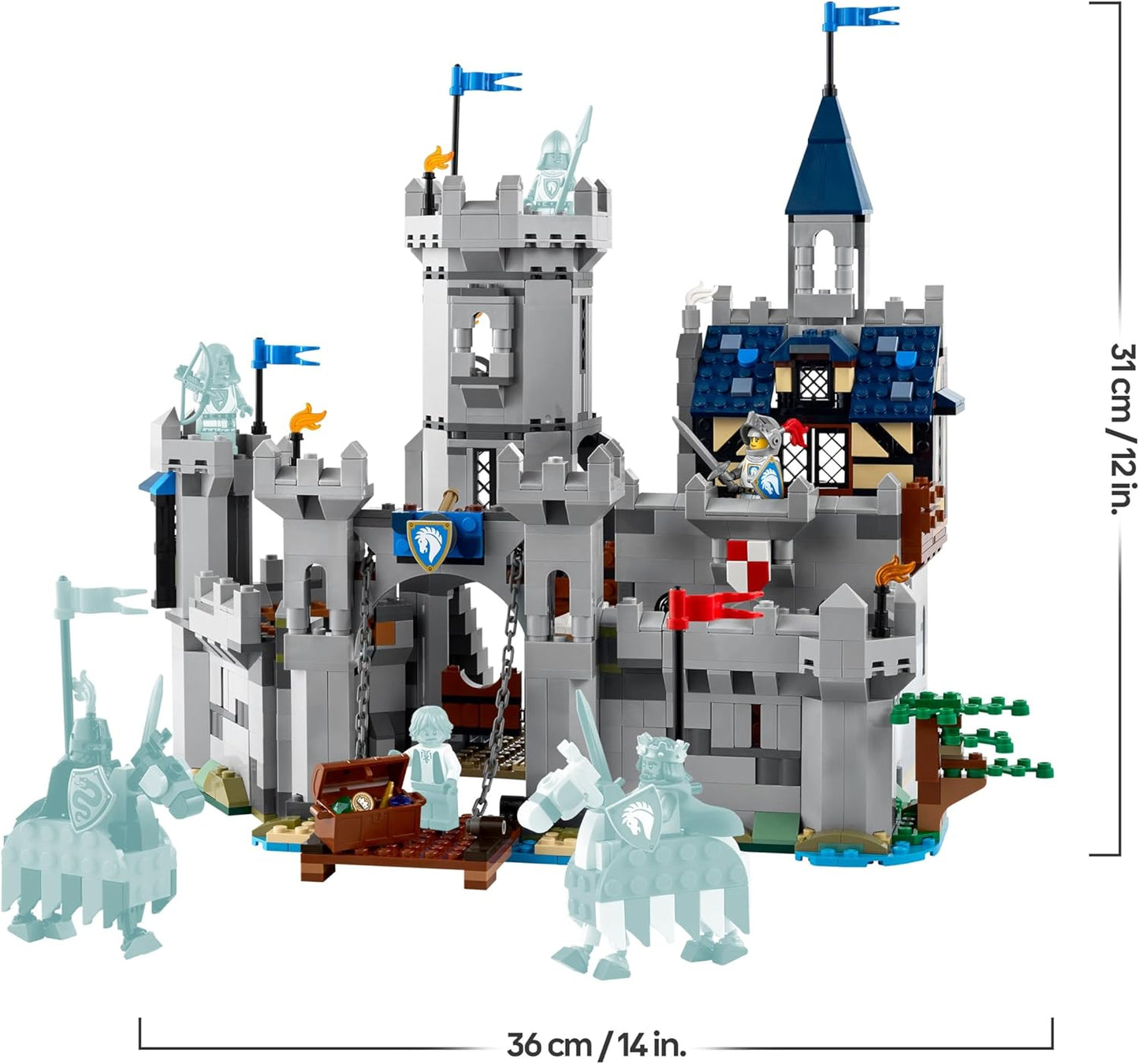 LEGO Creator 3 em 1 Castelo Medieval com Cavaleiros e Cavalos - Transforma-se em uma Cena de Torneio de Justas ou em uma Cidade - Inclui 6 Minifiguras - Presente Criativo para Meninos e Meninas a partir de 9 Anos - 31168