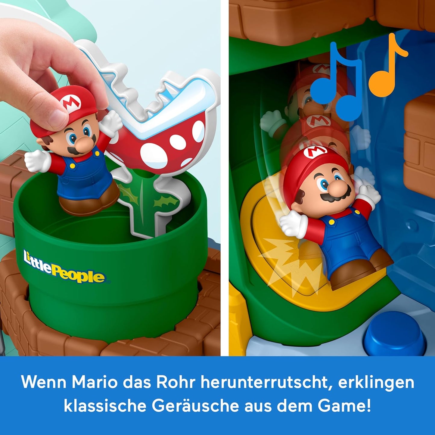 Fisher-Price Brinquedo Little People My Mario Adventure Playset com sons musicais e figuras para crianças em idade pré-escolar (18+ meses), JHG61