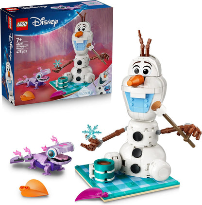 LEGO | Disney Frozen: Brinquedo Divertido de Piquenique do Olaf e da Bruni - Boneco de Neve com Manta de Piquenique e Acessórios - Decoração DIY para Quarto - Presente para Meninas e Fãs a partir de 7 Anos - 43287