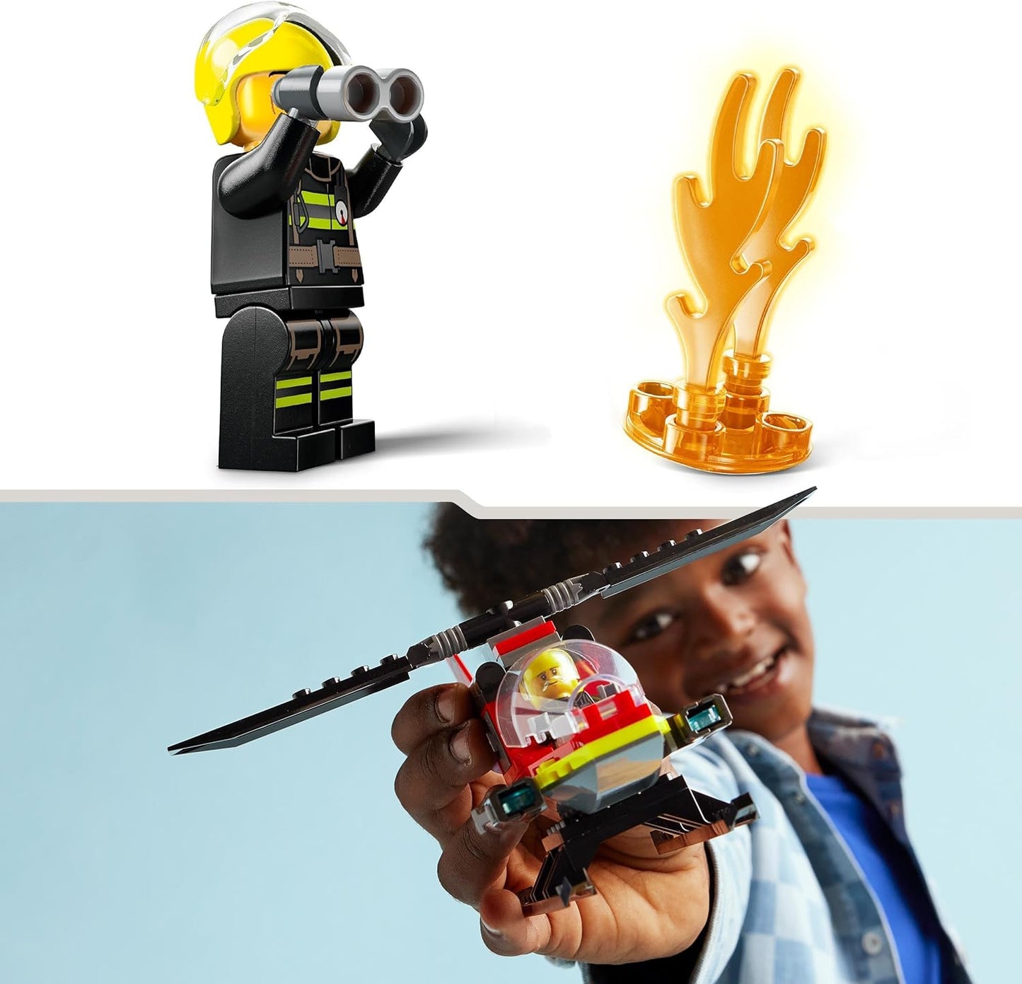 LEGO Urban Helicóptero de Rescate de Bomberos, juguete para niños y niñas a partir de 5 años, juego de construcción de vehículos con minifigura de piloto de bombero, regalo de juego imaginativo para niños 60411