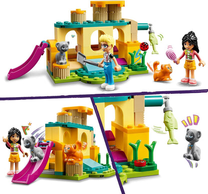 LEGO Friends Cat Playground Adventure, brinquedo animal com figuras e acessórios para animais de estimação, incluindo um peixe, presente para meninas, meninos e crianças de mais de 5 anos, inclui personagens de miniboneca Olly e Liann 42612