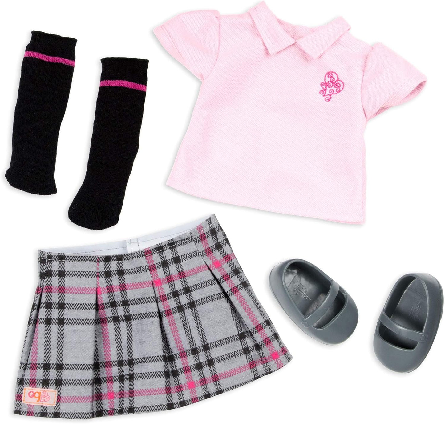 Muñeca suave Hally de 18 pulgadas de Our Generation con accesorios navideños: ojos únicos de color gris azulado y cabello rubio rizado