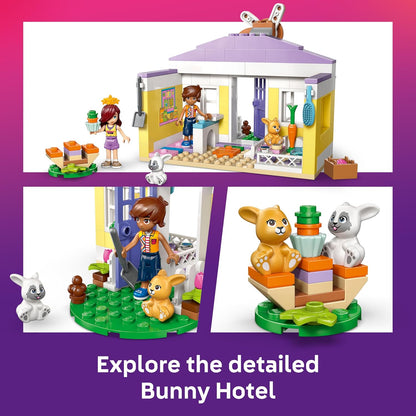 LEGO Friends Hotel dos Coelhos de Heartlake City - Casa de Brinquedo com 2 Mini Bonecas, 2 Figuras de Animais e Acessórios para Cuidar de Animais de Estimação - Ideia de Presente de Aniversário para Meninas a partir de 5 Anos - 42679