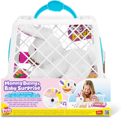 Pets Alive Mommy Bunny & Baby Surprise da ZURU, brinquedo surpresa eletrônico robótico realista de pelúcia macia para crianças.