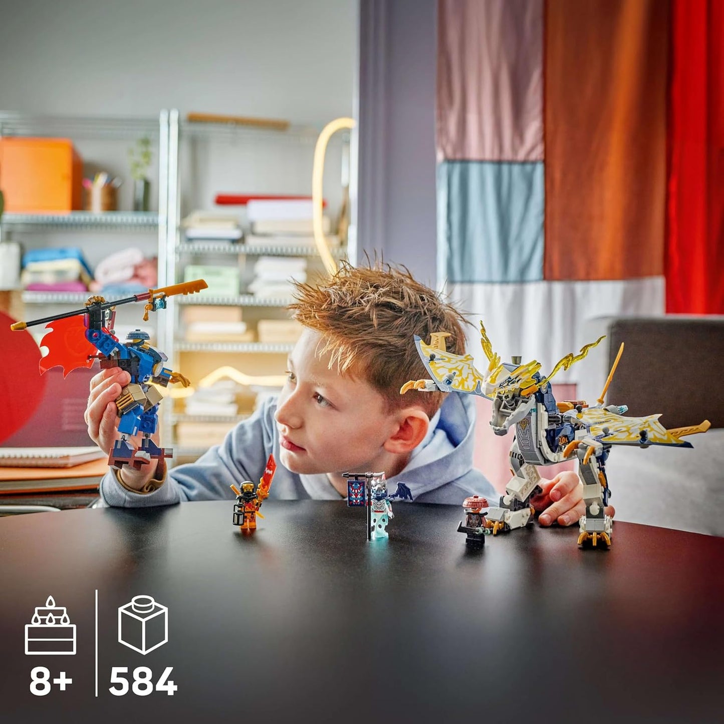 LEGO NINJAGO Rogue's Mech Dragon Rider - Brinquedo Ninja com Figuras Articuláveis de Dragão e Robô - 4 Minifiguras, incluindo Lloyd e Arin e uma Espada Reveladora - Presente para meninos a partir de 8 anos e fãs de Dragons Rising - 71843