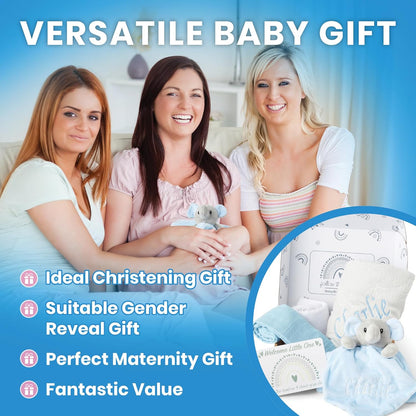 Baby Box Shop - Presentes personalizados para meninos, presente ideal para batizado: cobertor de lã, Baby Box Shop - 5 itens essenciais para recém-nascidos, ideais como presentes para chá de bebê e batizado, panos de musselina e presentes