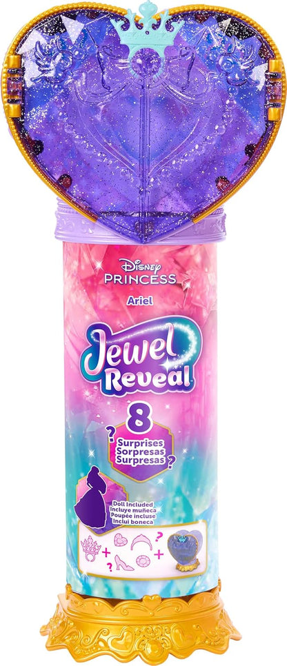 Mattel Boneca Disney Princess Ariel Surprise Fashion e Acessórios | 8 Surpresas, incluindo caixa com joia em formato de coração, anel para a criança e 9 peças para brincar; inspirada no filme A Pequena Sereia, JHL49