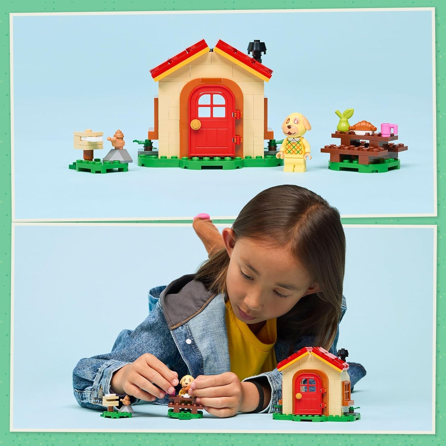 LEGO Animal Crossing Casa Aconchegante da Goldie - Inclui minifigura, piano, mesa de piquenique e acessórios de comida de brinquedo - Presente perfeito para crianças a partir de 6 anos - 77058