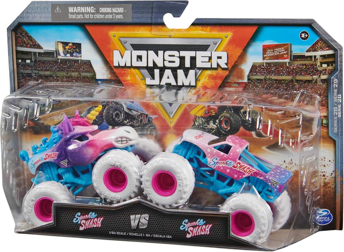 Monster Jam - Conjunto Original Monster Jam com Dois Autênticos Monster Trucks na Escala 1:64, Ação Radical e Manobras Radicais a partir de 3 Anos (Modelos Sortidos, Aleatórios)