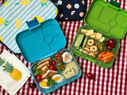 yumbox Recipiente original de lancheira Bento à prova de vazamentos para crianças (cinza nebuloso (bandeja de Paris))