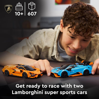 LEGO Speed Champions Lamborghini Revuelto e Huracán STO - Kit de Modelo de Carros de Corrida de Brinquedo com 2 Minifiguras de Pilotos - Presente de Aniversário para Meninos a partir de 10 Anos - 77238