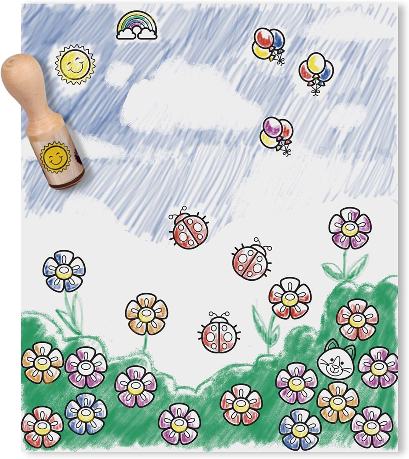 ¡Las pistas de Melissa y Doug Blue y tú! Sellos con mango de madera y bloc de actividades.