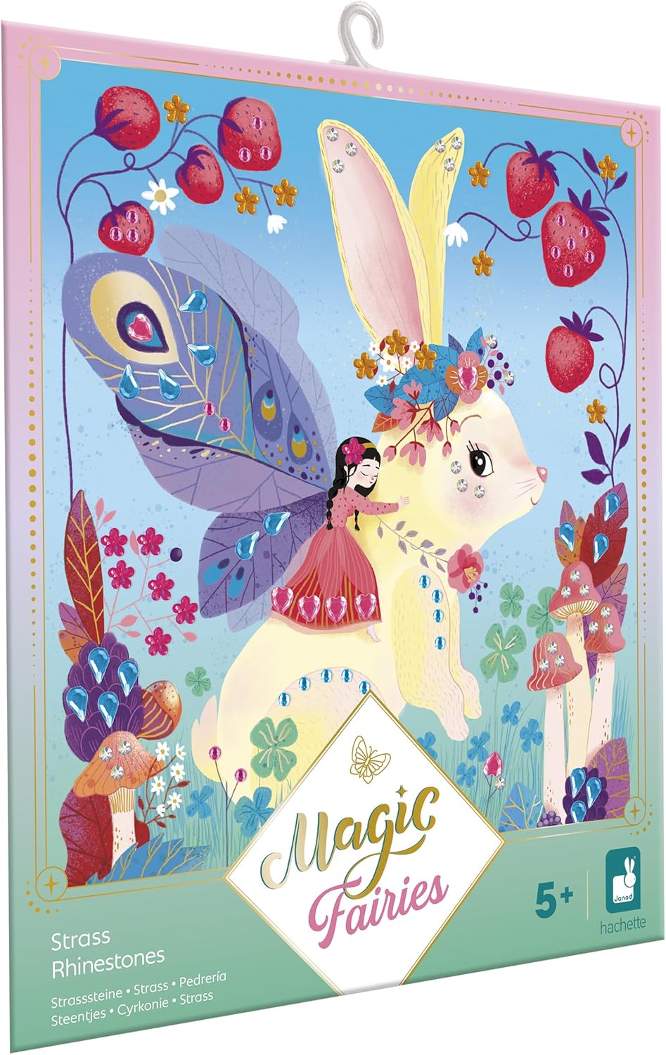 Janod - 3 Quadros para Decorar com 300 Strass - Tema Fadas - Kit Lazer Criativo Infantil - A partir de 5 Anos - J09170