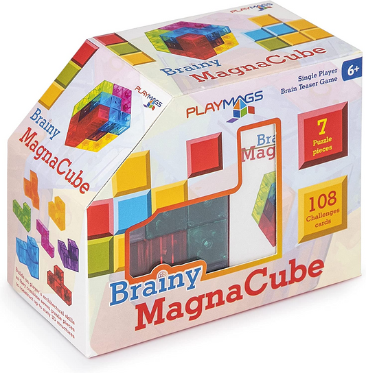 Playmags Cubo inteligente com cartões de desafio de cubo inteligente, blocos de construção para jogos criativos abertos, brinquedos educativos para crianças de 3 anos ou mais