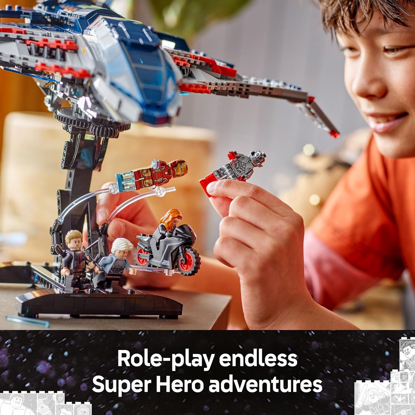 LEGO Marvel Vingadores: Era de Ultron Quinjet - Avião de Super-Herói com Moto e 5 Minifiguras, incluindo Homem de Ferro, Viúva Negra e Ultron - Presente para meninos a partir de 12 anos e fãs adultos - 76325