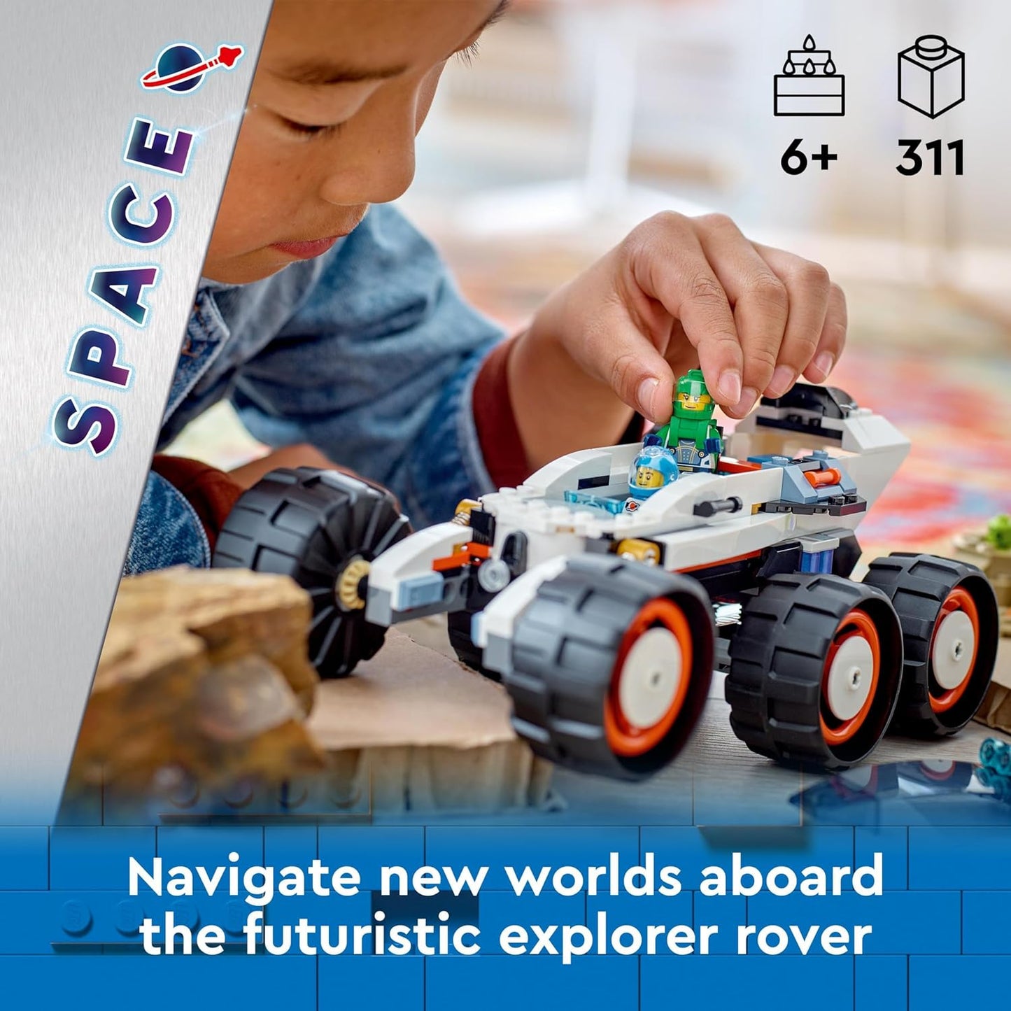 LEGO Conjunto de brinquedos de construção City Space Explorer Rover e Alien Life para meninos, meninas e crianças de 6 anos ou mais com minifiguras de astronautas, robô de brinquedo e figuras de alienígenas para brincadeiras imaginativas, presente