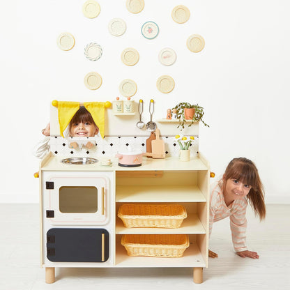 Janod - Cozinha infantil grande de madeira equipada com 2 fornos, Janod - Cozinha infantil de madeira equipada com forno, anod - Kitchenette infantil de madeira - Cozinha de brincar compacta para crianças - Equipada com forno