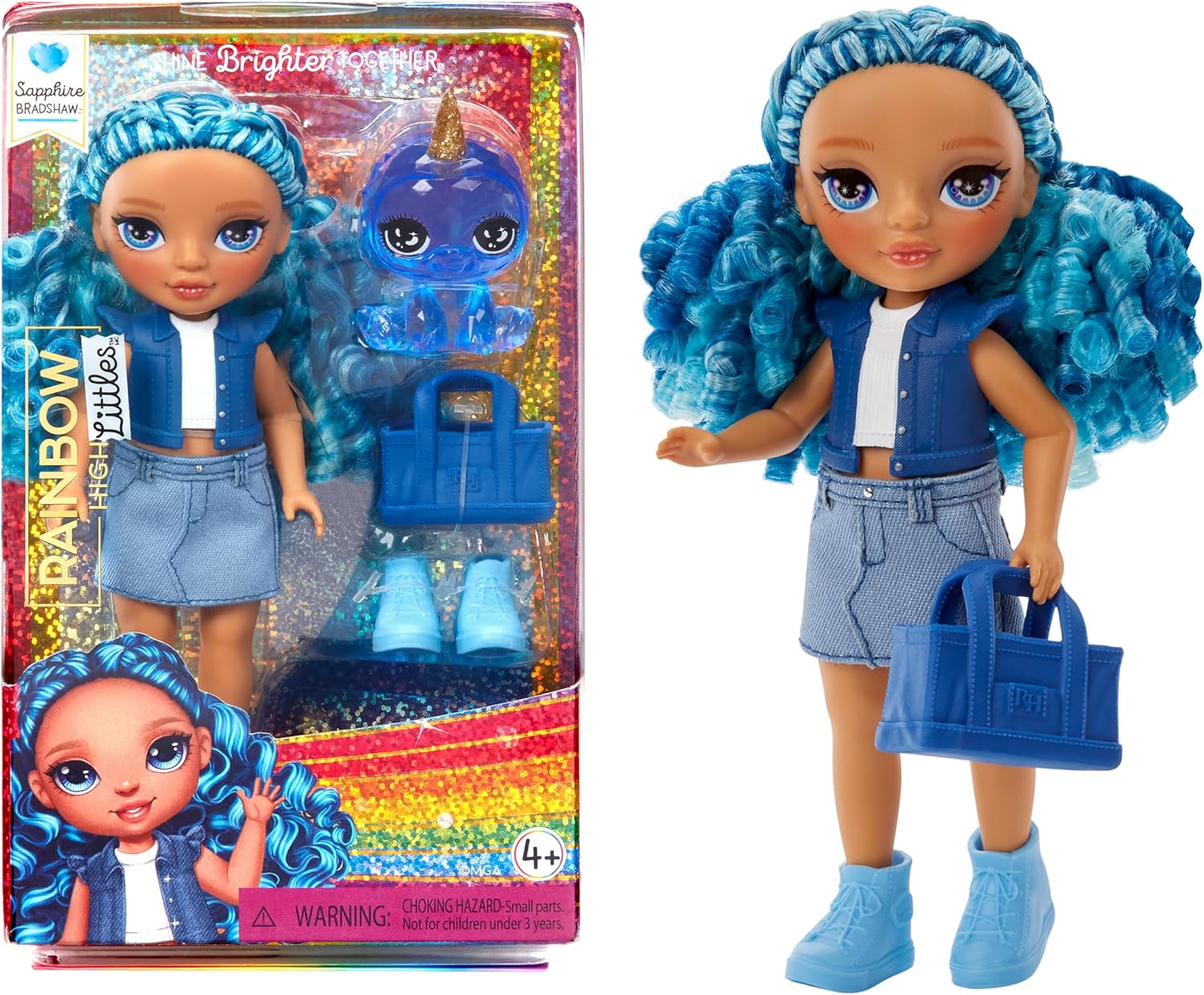 Rainbow High Littles - Sapphire Bradshaw - Boneca fashion pequena e po