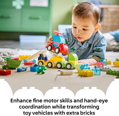 LEGO DUPLO Veículos Criativos - Brinquedo Educativo de Classificação para Crianças com Carros e Caminhões - Conjunto para Desenvolvimento da Coordenação Motora Fina - Presente de Aniversário para Bebês a partir de 1 Ano, Meninos e Meninas - 10474