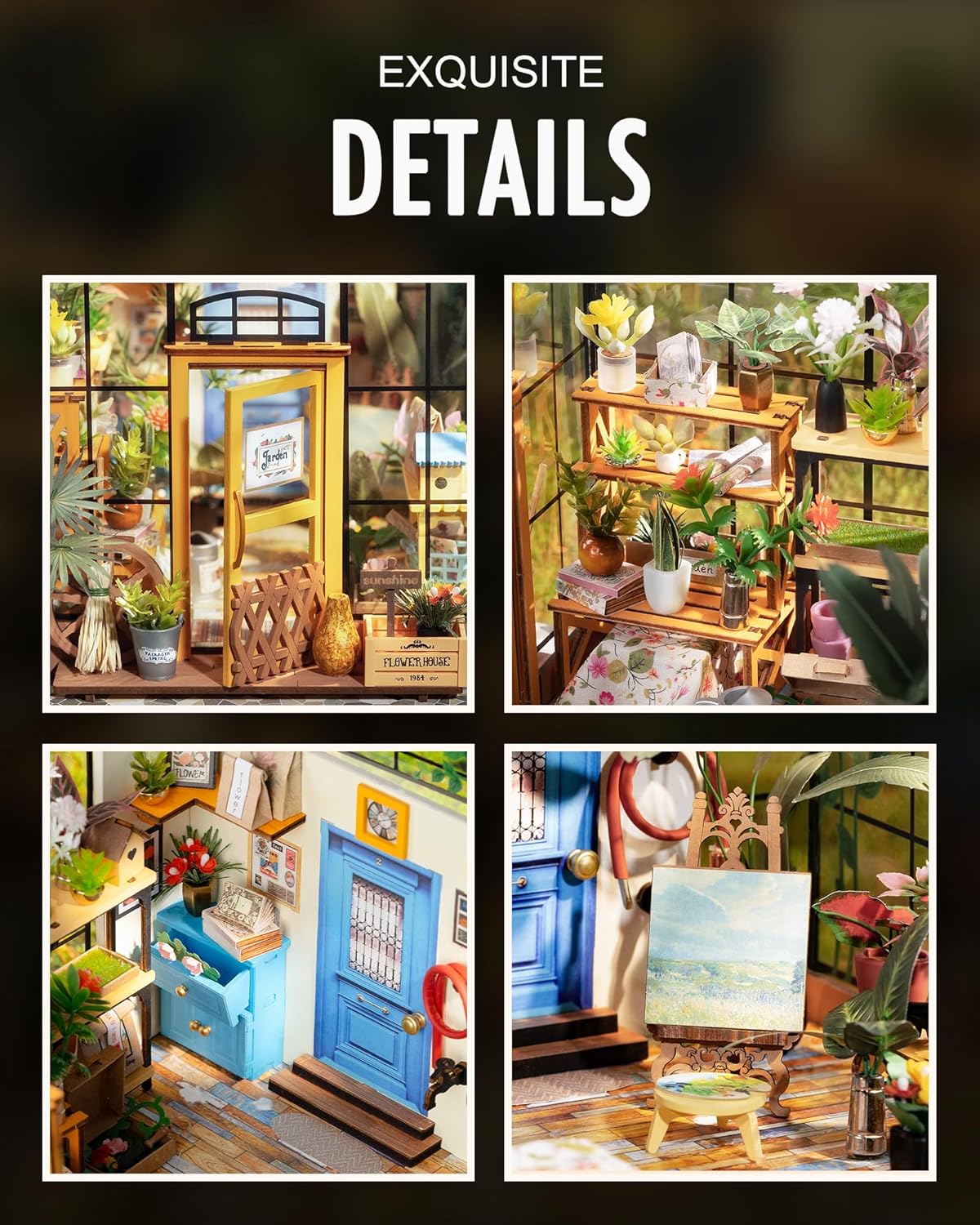 Rolife Kit de casa em miniatura DIY para adultos, estufa, casa de bonecas, kit de artesanato para adultos, kit de modelo para montar, presente de aniversário para mulheres e meninas (Cathy's Flower House)