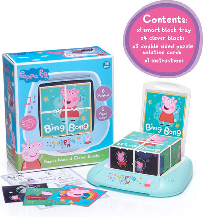 Blocos de quebra-cabeça musicais da Peppa Pig Wow! Stuff | Brinquedo educativo pré-escolar com 6 canções de ninar | Para crianças de 2, 3, 4 e 5 anos (brinquedos da Peppa Pig)