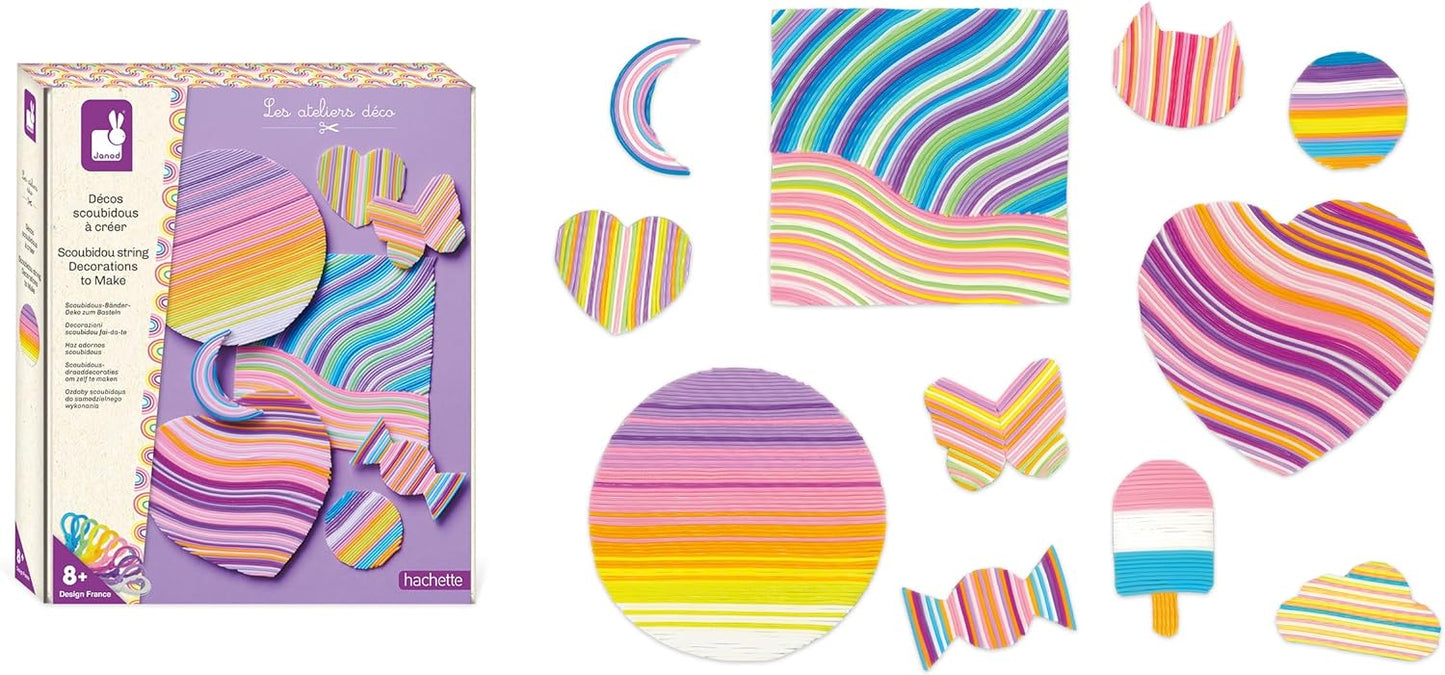 Janod - Les Ateliers Déco - Decorações escabrosas para criar - 3 quadros e 8 adesivos - Kit de lazer criativo infantil - A partir de 8 anos