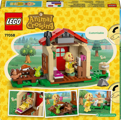 LEGO Animal Crossing Casa Aconchegante da Goldie - Inclui minifigura, piano, mesa de piquenique e acessórios de comida de brinquedo - Presente perfeito para crianças a partir de 6 anos - 77058
