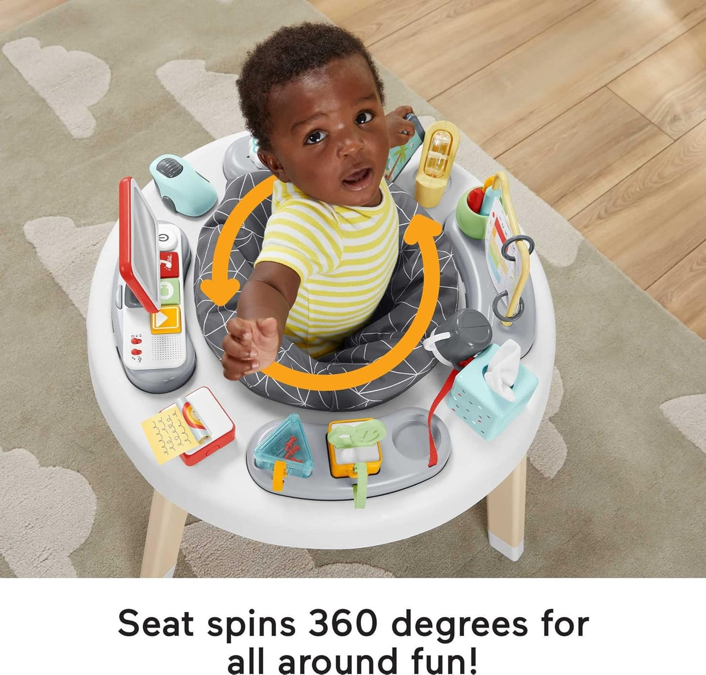 Fisher-Price Centro de atividades 2 em 1 Like a Boss, com luzes e sons, música e brinquedos para bebês e crianças pequenas, HBM26.