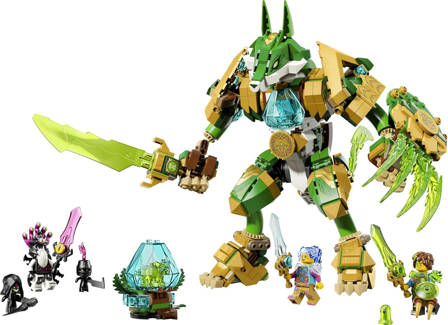 LEGO DREAMZzz 2 em 1 Raposa Guardiã Mecânica - Figura de Ação que se Transforma em uma Raposa Guerreira - Inclui 3 Minifiguras e uma Criatura Verde Colecionável do Tesouro - Presente para Meninos a partir de 9 Anos - 71508