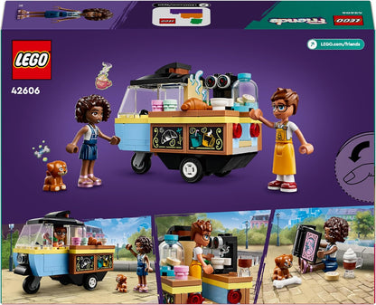 LEGO Brinquedo de carrinho de comida de padaria móvel Friends para meninas, meninos e crianças de 6 anos ou mais, conjunto de brinquedos para veículos, inclui personagens de miniboneca Aliya e Jules e figura de cachorro de estimação Aira 42606