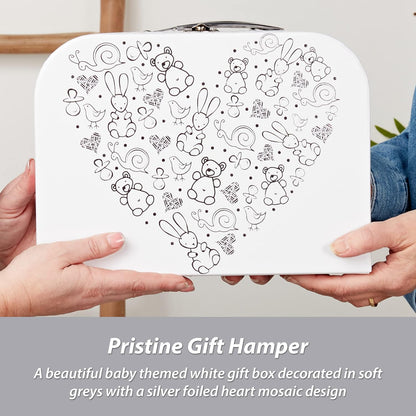 Presentes personalizados para bebês - Cesta para recém-nascidos em caixa de lembranças branca, inclui edredom de zebra para bebês, caixa de bebê, conjunto de presentes para recém-nascidos - 3 itens essenciais para bebês