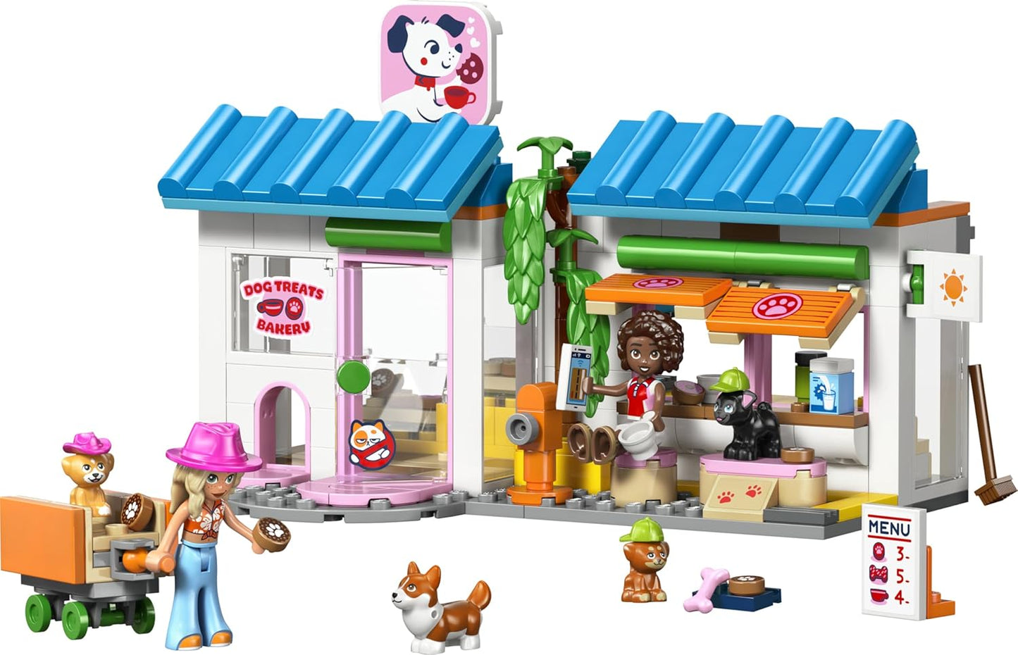 LEGO Friends Padaria de Petiscos para Cães - Loja de Brinquedos com 2 Mini Bonecas, 4 Figuras de Animais, Caixa de Transporte para Animais de Estimação e Acessórios de Comida de Brinquedo - Ideia de Presente de Aniversário para Meninas,