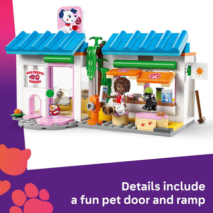 LEGO Friends Padaria de Petiscos para Cães - Loja de Brinquedos com 2 Mini Bonecas, 4 Figuras de Animais, Caixa de Transporte para Animais de Estimação e Acessórios de Comida de Brinquedo - Ideia de Presente de Aniversário para Meninas,