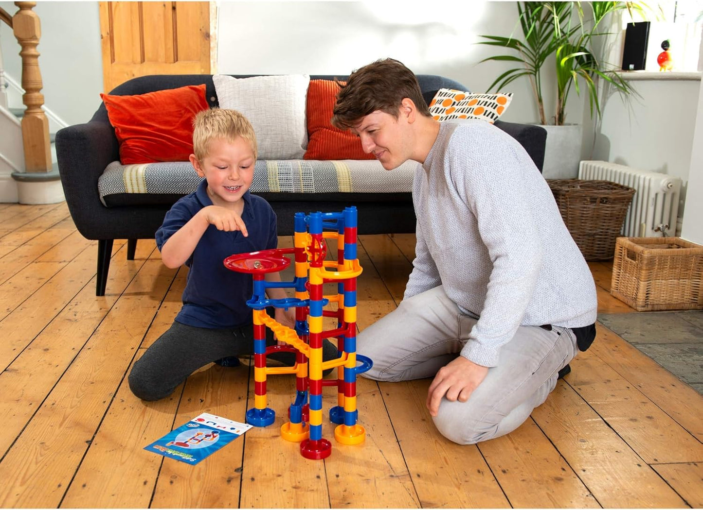 Galt Super Marble Run - Conjunto de construção infantil com 60 peças, brinquedos de construção divertidos para crianças - Brinquedos