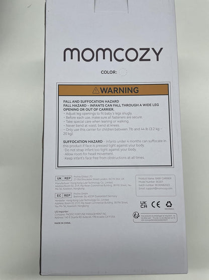 Canguru para Bebê Momcozy - Canguru de algodão puro para 3 a 24 meses, fácil de vestir, ideal para pais que não precisam usar as mãos, com suporte lombar aprimorado, preto