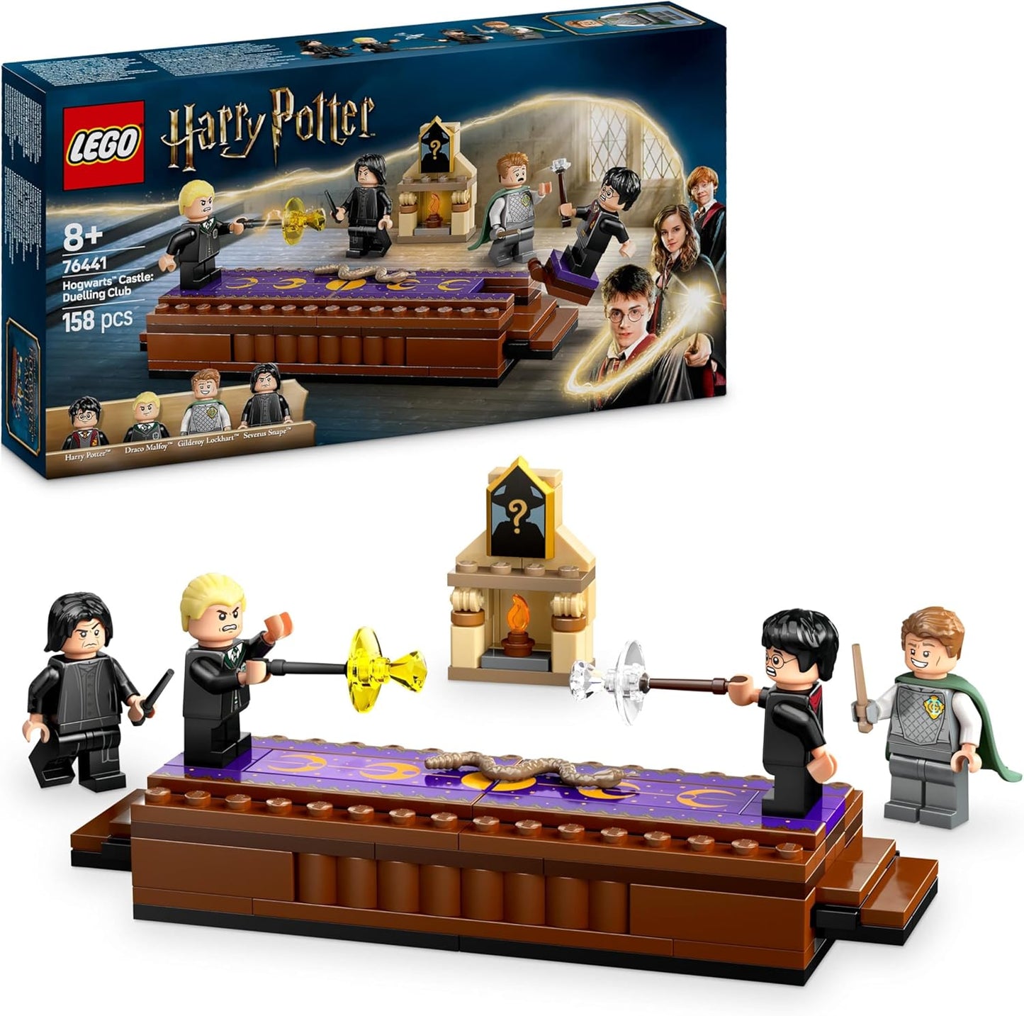LEGO Harry Potter Castelo de Hogwarts: Playset do Clube de Duelo com 4 minifiguras colecionáveis, incl. Draco Malfoy e Severus Snape, brinquedo de dramatização com função de tombamento para meninos e meninas a partir de 8 anos