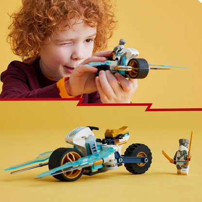 LEGO Brinquedo de motocicleta de gelo NINJAGO Zane para meninos e meninas de 7 anos ou mais, conjunto de motocicleta Dragons Rising com minifigura de personagem Zane, conjunto de jogos de aventura ninja, presente de veículo pequeno para crianças 71816