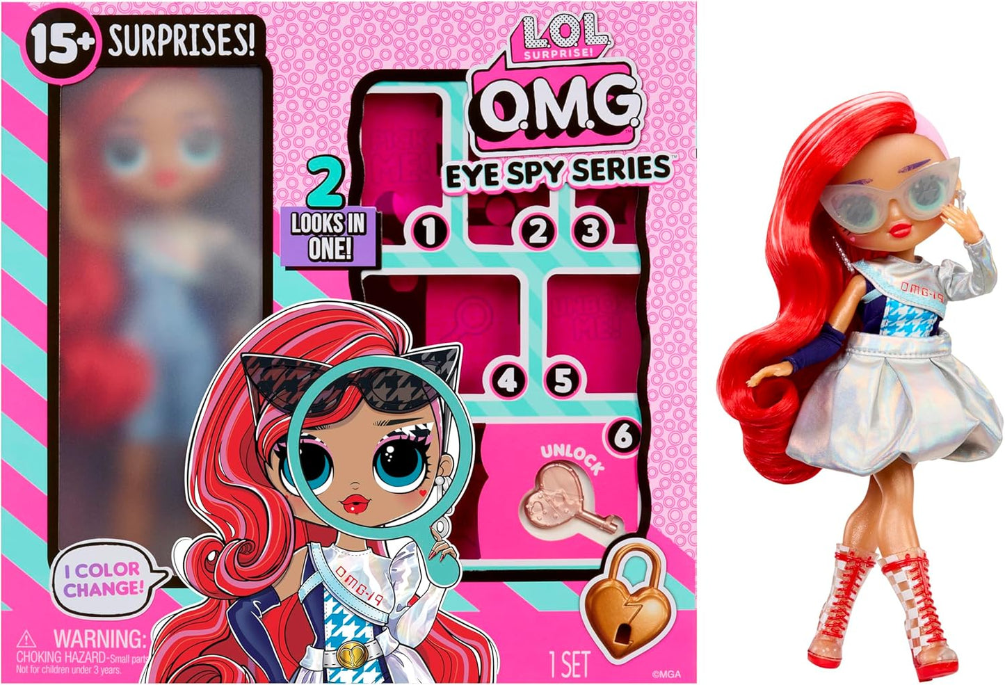 L.O.L. Surprise! Série OMG Eye Spy - Espiã - Inclui 1 boneca, vem com roupas e acessórios, resolva pistas e desbloqueie surpresas, colecione todas as 4 bonecas.