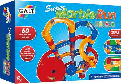 Galt Super Marble Run - Conjunto de construção infantil com 60 peças, brinquedos de construção divertidos para crianças - Brinquedos