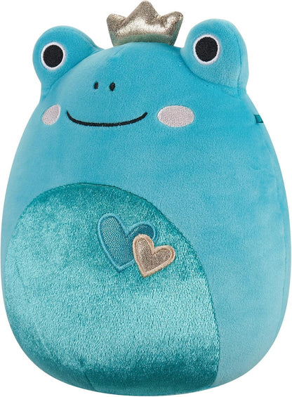Squishmallows Original 7,5 polegadas Ludwig, o Sapo Verde-azulado com corações e coroa de pelúcia dos namorados