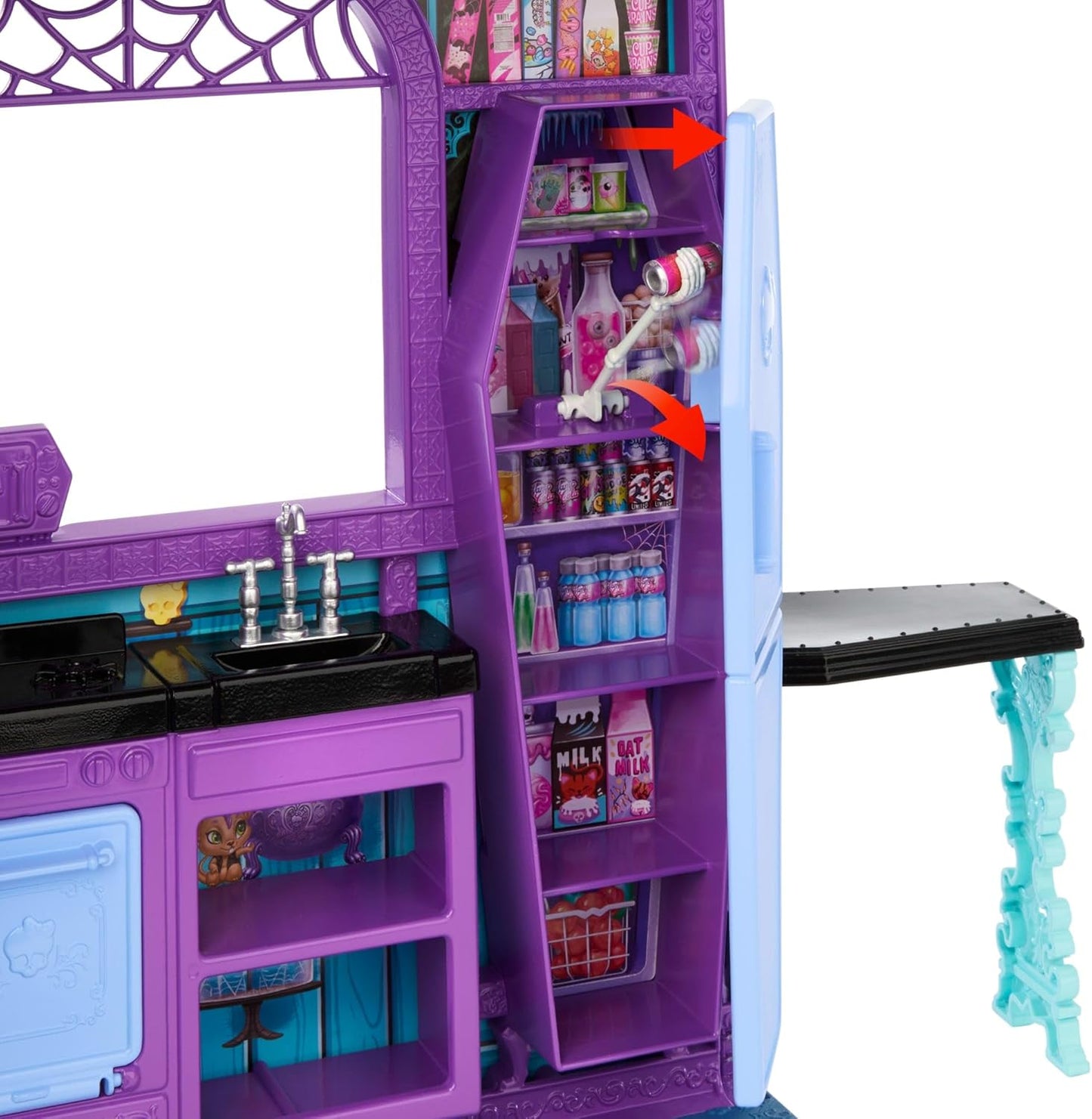 Monster High Casa de bonecas Boo-tique Hotel, conjunto dobrável com surpresas assustadoras em todos os cômodos e mais de 13 peças, incluindo móveis e acessórios, JBF16